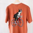 Boston Terrier Riding Bicycle Cute Bostie Biker Raglan Baseball Tee Women's Comfort Colors T-Shirt Back Print Yam