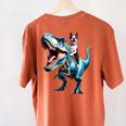 Boston Terrier Riding T-Rex Dinosaur Dog Lover Women's Comfort Colors T-Shirt Back Print Yam