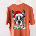 Boston Terrier Santa Christmas Tree Lights Xmas Boys Men Dog Women's Comfort Colors T-Shirt Back Print Yam