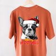 Boston Terrier Santa Claus Hat Merry Christmas Dog X-Mas Women's Comfort Colors T-Shirt Back Print Yam
