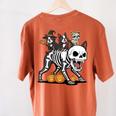Boston Terrier Skeleton Mummy Witch Halloween Women's Comfort Colors T-Shirt Back Print Yam