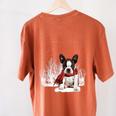 Boston Terrier In The Snow Merry Christmas Winter Women's Comfort Colors T-Shirt Back Print Yam