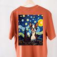 Boston Terrier Starry Night Van Gogh Art Women's Comfort Colors T-Shirt Back Print Yam