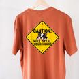 Caution Sign Boston Terrier Dog Bostie Puppy Women's Comfort Colors T-Shirt Back Print Yam