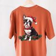 Cute Boston Terrier Dog Christmas Merry X-Mas Graphic Women's Comfort Colors T-Shirt Back Print Yam