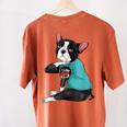 Father's Day Gift Dog Dad Boston Terrier i Love Dad Tattoo Women's Comfort Colors T-Shirt Back Print Yam