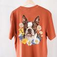 Floral Boston Terrier Women's Comfort Colors T-Shirt Back Print Yam