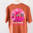 Ghost And Witch Boston Terrier Dog In October We Wear Pink Women's Comfort Colors T-Shirt Back Print Yam