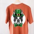 Green Boston Terrier Shamrock St Patricks Day Boston Terrier Women's Comfort Colors T-Shirt Back Print Yam