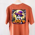 Halloween Boston Terrier Dog Breed With Jack O' Lantern Art Women's Comfort Colors T-Shirt Back Print Yam