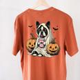 Halloween Boston Terrier Ghost Women's Comfort Colors T-Shirt Back Print Yam