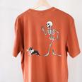 Halloween Boston Terrier And Skeleton Women's Comfort Colors T-Shirt Back Print Yam