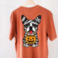 Halloween Dog Boston Terrier Mummy Costume Men Women Kids Women's Comfort Colors T-Shirt Back Print Yam