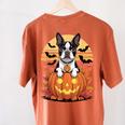 Halloween Retro Boston Terrier Women's Comfort Colors T-Shirt Back Print Yam