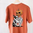 Halloween Skeleton Boston Terrier Women's Comfort Colors T-Shirt Back Print Yam