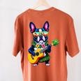 Hawaiian Boston Terrier & Pineapple Ukulele Summer Vacation Women's Comfort Colors T-Shirt Back Print Yam