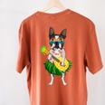 Hawaiian Boston Terrier Dog Pineapple Ukulele Summer For Men Women Girls Kids Women's Comfort Colors T-Shirt Back Print Yam