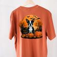 Pumpkin Boston Terrier Costume On Boston Terrier Halloween Women's Comfort Colors T-Shirt Back Print Yam