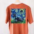 Scottish Terrier Starry Night Scotty Dog Art By Aja Women's Comfort Colors T-Shirt Back Print Yam