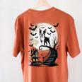 Spooky Halloween Moon Boston Terrier Boston Bull Bostie Women's Comfort Colors T-Shirt Back Print Yam