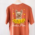 Sunflower Yorkie Mom Dog Lover Women's Comfort Colors T-Shirt Back Print Yam