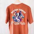 Watercolor Floral Boston Terrier Mama Dog Lover Mother's Day For Men Women Girls Kids Women's Comfort Colors T-Shirt Back Print Yam