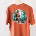 Whimsical Forest Adventures Sasquatch Bigfoot Walking Boston Terrier Dog Lovers Women's Comfort Colors T-Shirt Back Print Yam