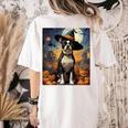 Aesthetic Halloween Boston Terrier Dog Witch Pumpkin For Men Women Kids Women's Comfort Colors T-Shirt Back Print Ivory