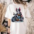 Biker Boston Terrier Dog Riding Motorbike Women's Comfort Colors T-Shirt Back Print Ivory