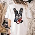 Boston Terrier American Flag Women's Comfort Colors T-Shirt Back Print Ivory