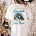 Boston Terrier American Gentleman Bibliophile Book Lover Women's Comfort Colors T-Shirt Back Print Ivory