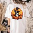 Boston Terrier Bostie Dog Breed Pet Halloween Pumpkins Women's Comfort Colors T-Shirt Back Print Ivory