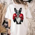 Boston Terrier Boxing Women's Comfort Colors T-Shirt Back Print Ivory