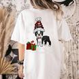 Boston Terrier Christmas T Shirt-Life Is Merrier Premium Tri-Blend Women's Comfort Colors T-Shirt Back Print Ivory