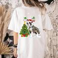 Boston Terrier Christmas Tree Lights Santa Hat Women's Comfort Colors T-Shirt Back Print Ivory