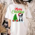 Boston Terrier Christmas Tree Lights Xmas Dog Lover Women's Comfort Colors T-Shirt Back Print Ivory
