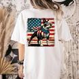 Boston Terrier Dog 4th Of July USA American Flag Patriotic Women's Comfort Colors T-Shirt Back Print Ivory