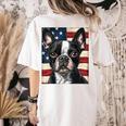 Boston Terrier Dog American Flag 4th Of July Patriotic Puppy Women's Comfort Colors T-Shirt Back Print Ivory