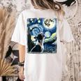 Boston Terrier Dog Art Van Gogh Starry Night Boston Terrier Women's Comfort Colors T-Shirt Back Print Ivory