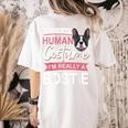 Boston Terrier Dog Bostie Halloween Costume Dog For Kids Women's Comfort Colors T-Shirt Back Print Ivory
