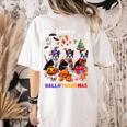 Boston Terrier Dog Christmas Happy Hallothankmas Halloween For Men Women Kids Women's Comfort Colors T-Shirt Back Print Ivory