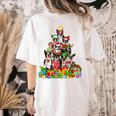 Boston Terrier Dog Christmas Tree Lights Xmas Pajama For Men Women Kids Women's Comfort Colors T-Shirt Back Print Ivory