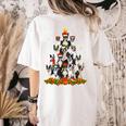 Boston Terrier Dog Christmas Tree Santa Hat Xmas Pajama Men Women Kids Women's Comfort Colors T-Shirt Back Print Ivory
