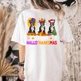 Boston Terrier Dog Halloween Christmas Hallothanksmas Men Women Kids Women's Comfort Colors T-Shirt Back Print Ivory