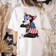 Boston Terrier Dog Merica 4th Of July Usa American Flag Men Women's Comfort Colors T-Shirt Back Print Ivory