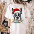 Boston Terrier Dog Santa Christmas Tree Lights Xmas Women's Comfort Colors T-Shirt Back Print Ivory