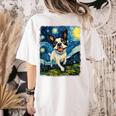 Boston Terrier Dog Starry Night Painting Women's Comfort Colors T-Shirt Back Print Ivory