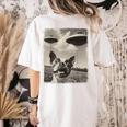 Boston Terrier Dog UFO Alien Extraterrestrial Selfie Women's Comfort Colors T-Shirt Back Print Ivory