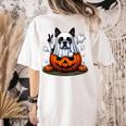 Boston Terrier Ghost Boo Halloween Kids Women's Comfort Colors T-Shirt Back Print Ivory