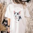 Boston Terrier Girl Cute Cartoon For Dog Owners Pet Terrier Women's Comfort Colors T-Shirt Back Print Ivory